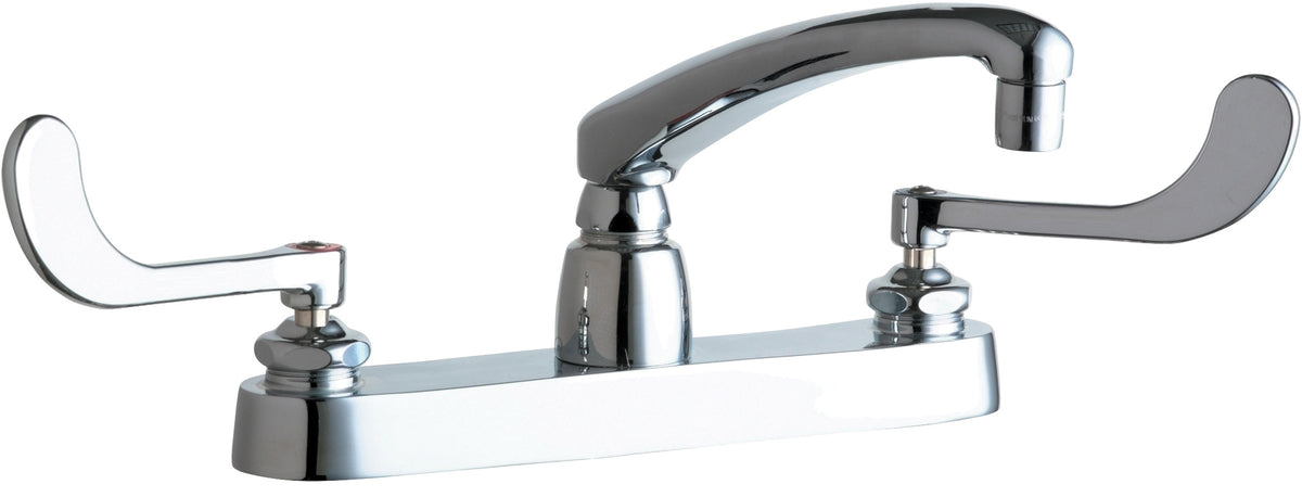 Chicago Faucets 1100-E35-319ABCP Lead-Free Deck-mounted manual faucet with 8" centers