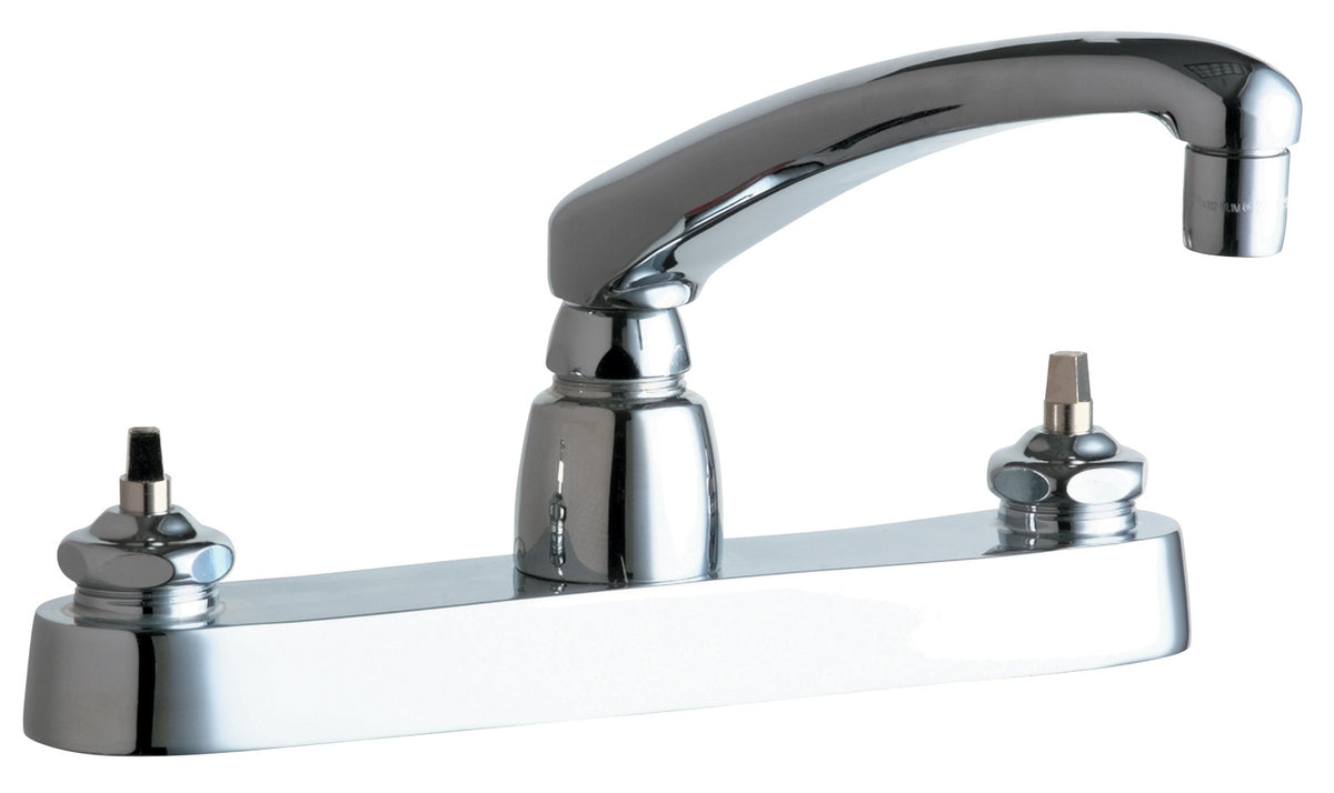 Chicago Faucets 1100-E35LEHAB Lead-Free Deck-mounted manual faucet with 8" centers, Brass, NPSM