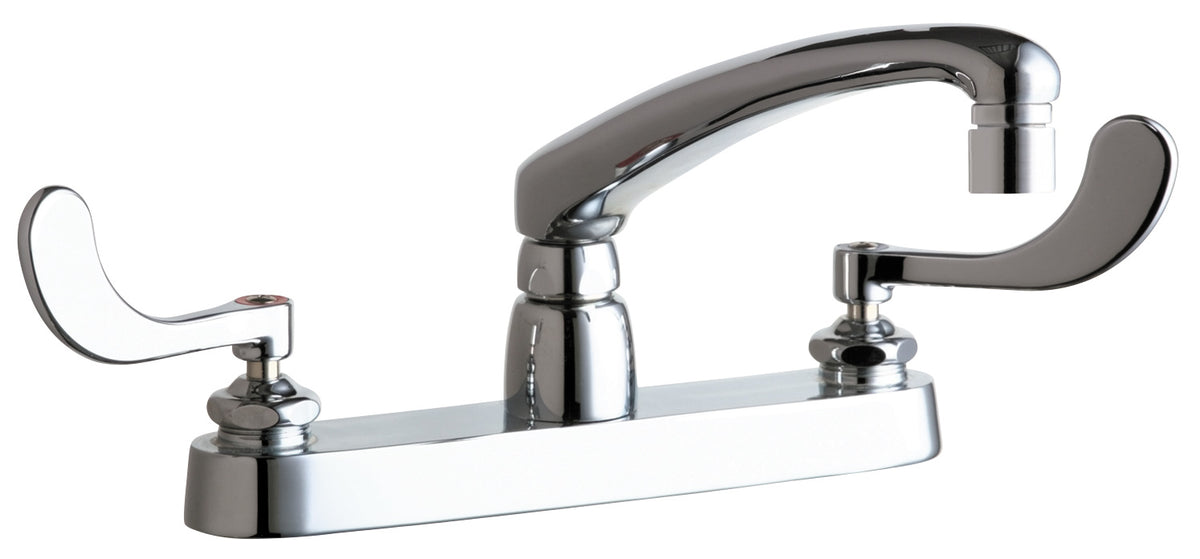 Chicago Faucets 1100-E35VP317ABCP Lead-Free Deck-mounted manual faucet with 8" centers