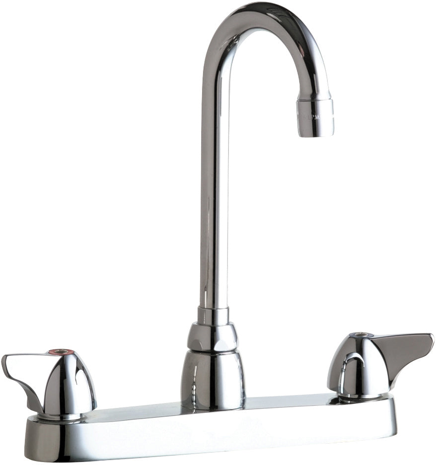 Chicago Faucets 1100-GN1AE35ABCP Lead-Free Deck-mounted manual faucet with 8" centers