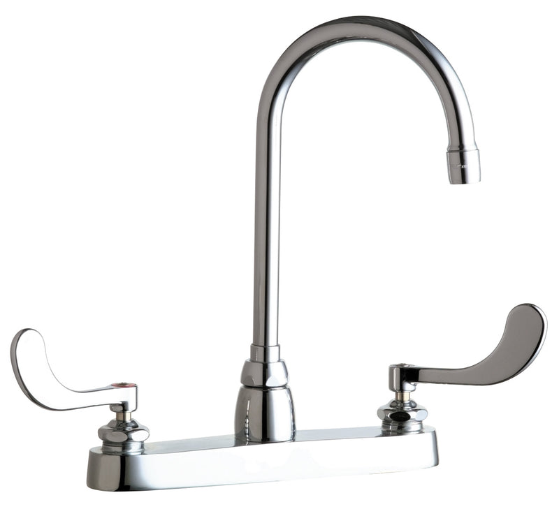 Chicago Faucets 1100-GN2AE35-317AB Lead-Free Deck-mounted manual faucet with 8" centers