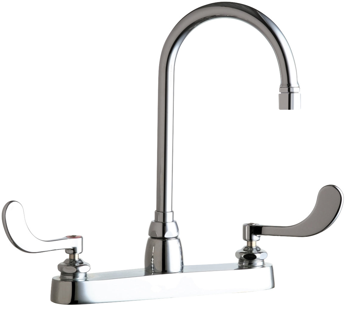 Chicago Faucets 1100-GN2AE3V317AB Lead-Free Deck-mounted manual faucet with 8" centers