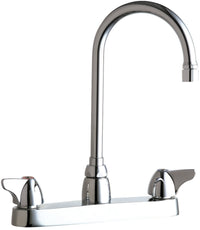 Chicago Faucets 1100-GN2AE3XKABCP Lead-Free Deck-mounted manual faucet with 8" centers