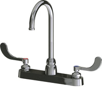 Chicago Faucets 1100-GN2FC317ABCP Lead-Free Deck-mounted manual faucet with 8" centers