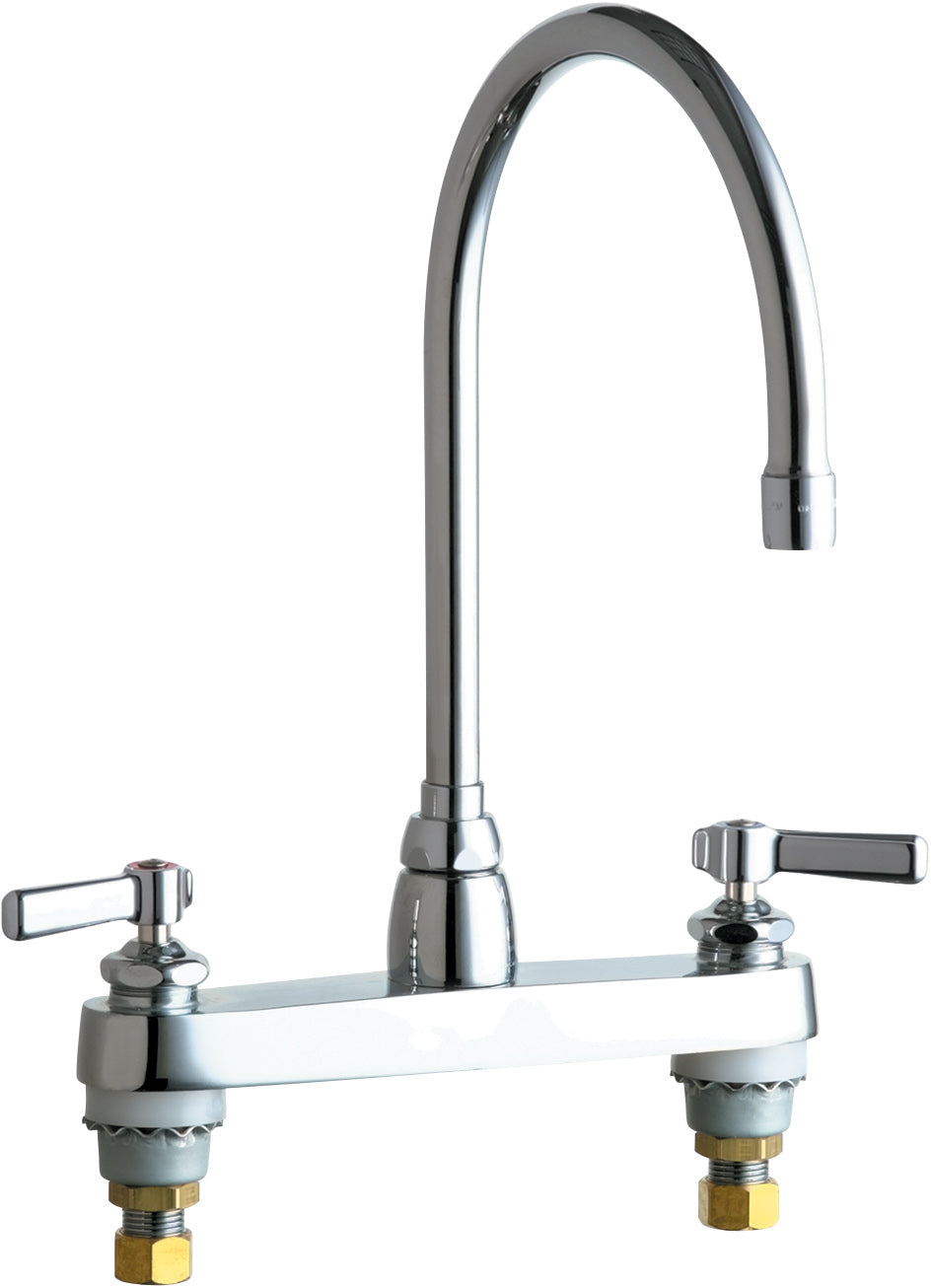 Chicago Faucets 1100-GN8AE3-369AB Lead-Free Deck-mounted manual faucet with 8" centers