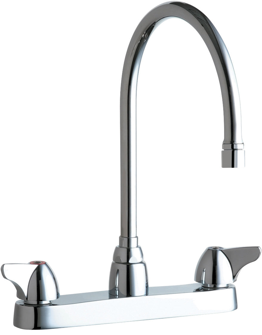 Chicago Faucets 1100-GN8AE3VPCABCP Lead-Free Deck-mounted manual faucet with 8" centers