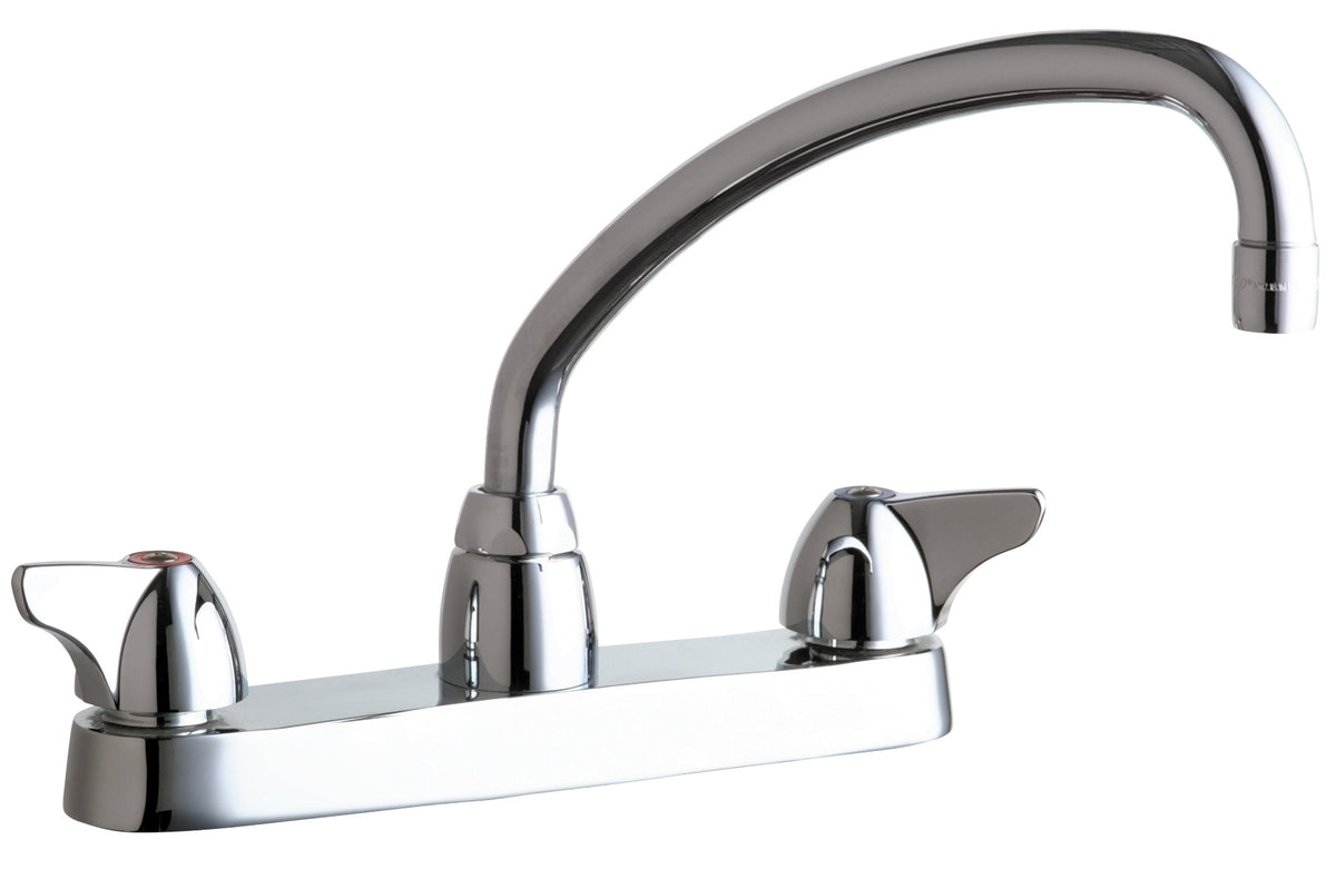 Chicago Faucets 1100-L9ABCP Lead-Free Deck-mounted manual faucet with 8" centers, Brass, NPSM