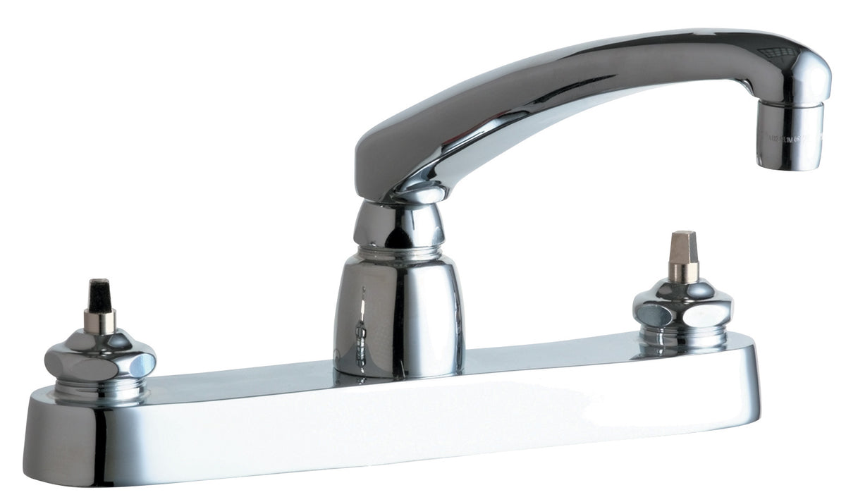 Chicago Faucets 1100-LEHAB Lead-Free Deck-mounted manual faucet with 8" centers, Brass, NPSM