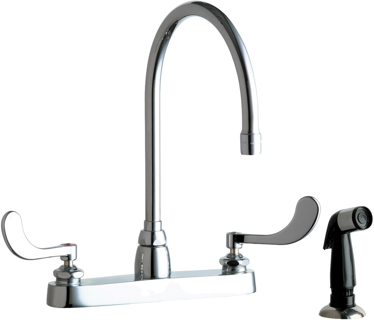 Chicago Faucets 1102-GN8AE3-317AB Lead-Free Deck-mounted manual faucet, 8" centers, with side spray