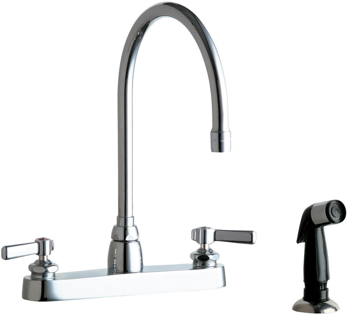 Chicago Faucets 1102-GN8AE3-369AB Lead-Free Deck-mounted manual faucet, 8" centers, with side spray