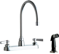 Chicago Faucets 1102-GN8AE35-369AB Lead-Free Deck-mounted manual faucet, 8" centers, with side spray