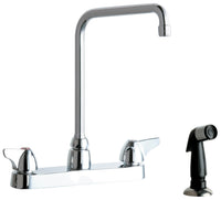 Chicago Faucets 1102-HA8E35ABCP Lead-Free Deck-mounted manual faucet, 8" centers, with side spray