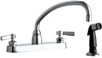 Chicago Faucets 1102-L9E35-369ABCP Lead-Free Deck-mounted manual faucet, 8" centers, with side spray
