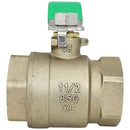 Zurn 112-850XL 1-1/2" Lead-Free Ball Valve - Bronze, Full Port, Lead-Free Bronze, FNPT