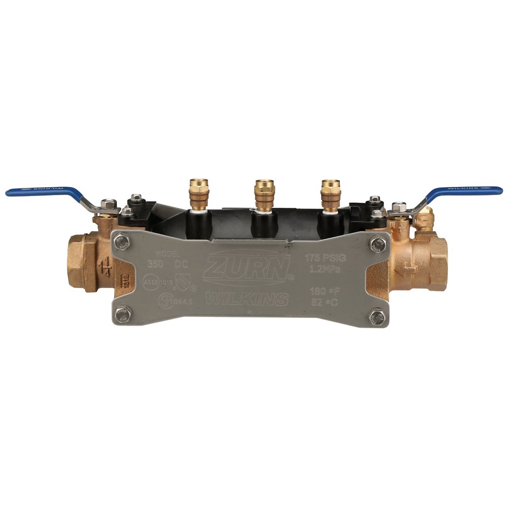 Zurn 114-350 1-1/4" Backflow Preventer - Double Check Valve Assembly with Replaceable Pressure Vessel, Non-Potable