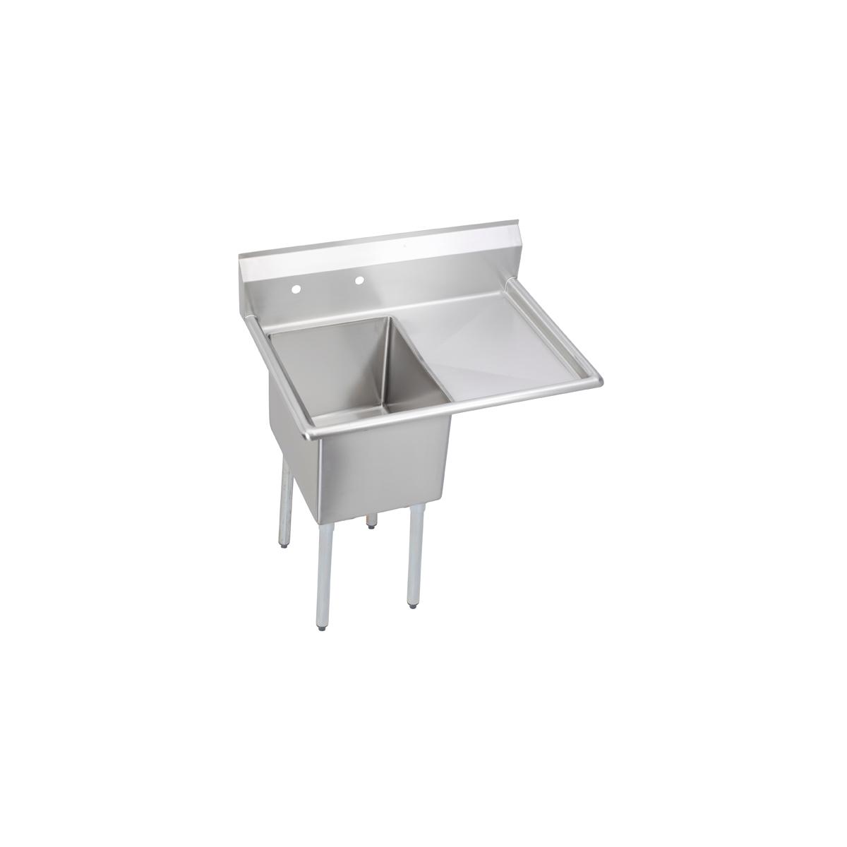 Elkay Dependabilt Stainless Steel 38-1/2" x 29-13/16" x 43-3/4" 16 Gauge One Compartment Sink w/ 18" Right Drainboard and Stainless Steel Legs 14-1C18X24-R-18X