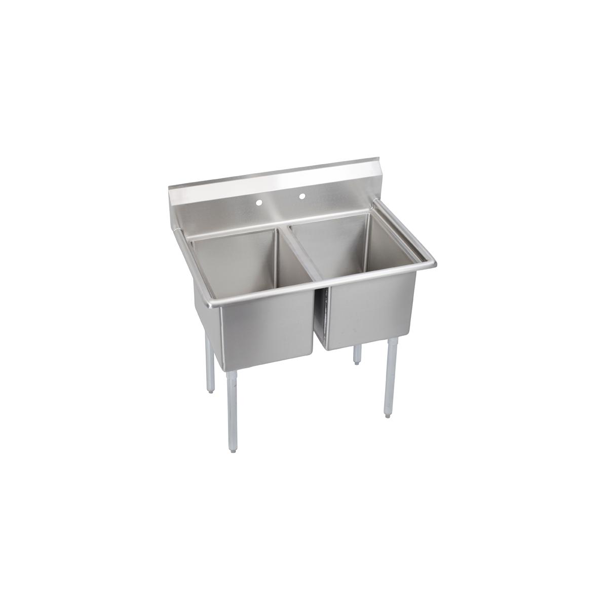 Elkay Dependabilt Stainless Steel 55" x 29-13/16" x 44-3/4" 16 Gauge Two Compartment Sink with Stainless Steel Legs 2C24X24-0X