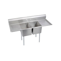 Elkay Dependabilt Stainless Steel 74" x 29-13/16" x 43-3/4" 16 Gauge Two Compartment Sink w/ 18" Left and Right Drainboards and Stainless Steel Legs 14-2C18X24-2-18X