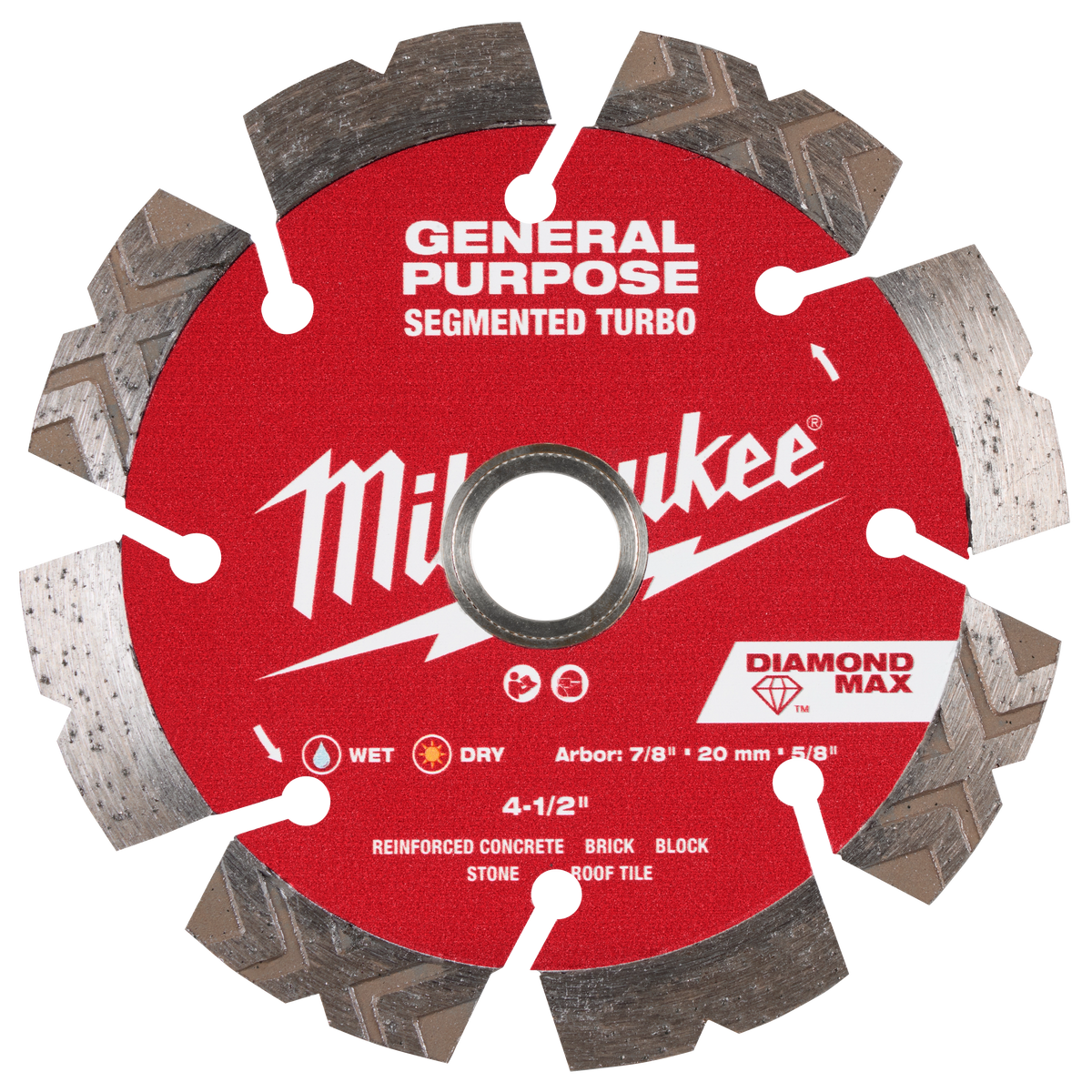Milwaukee 49-93-9004 4-1/2" DIAMOND MAX Segmented Turbo, General Purpose Diamond Blade (Pack of 5)