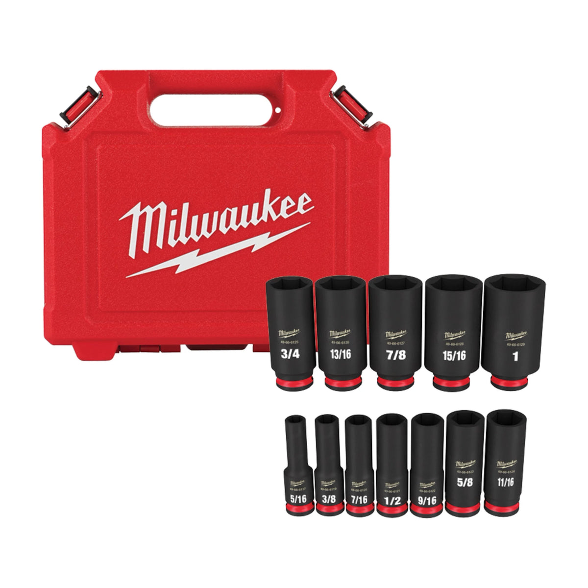 Milwaukee 49-66-7006 12PC SHOCKWAVE Impact Duty 3/8" Drive SAE Deep 6 Point Socket Set