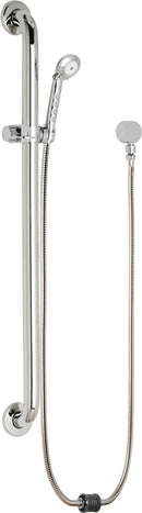 Chicago Faucets 154-LADCP Auto-Drain® hose and hand spray, 1.5 GPM, with 36" ADA grab bar