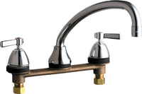Chicago Faucets 1888-369ABCP Lead-Free Deck-mounted manual faucet with 8" centers, Brass, NPSM