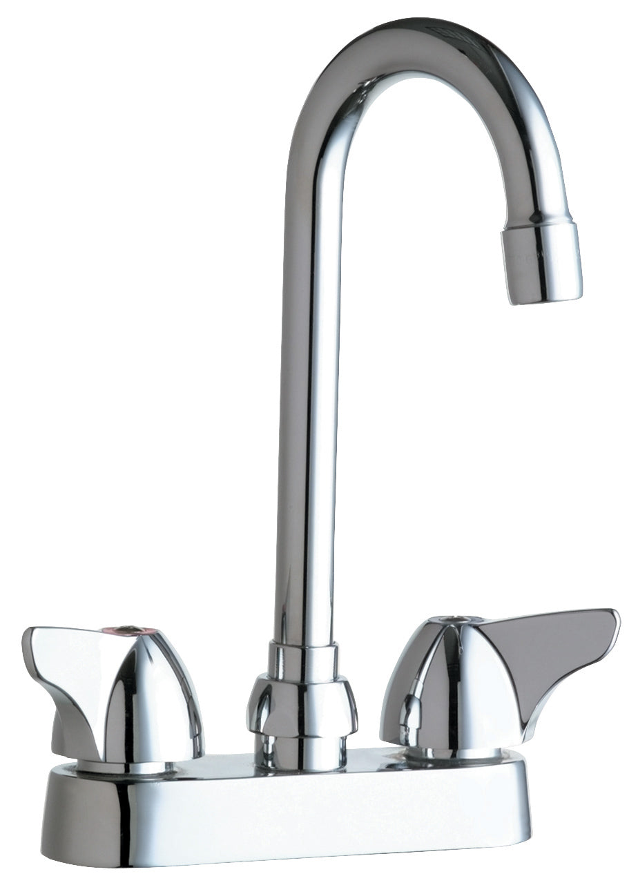 Chicago Faucets 1895-E35ABCP Lead-Free Deck-mounted manual faucet with 4" centers, Brass, NPSM
