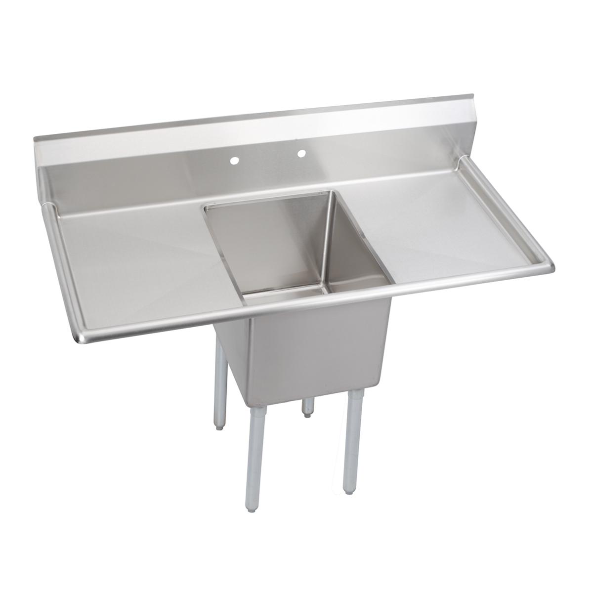 Elkay Dependabilt Stainless Steel 54" x 23-13/16" x 44-3/4" 16 Gauge One Compartment Sink w/ 18" Left and Right Drainboards and Stainless Steel Legs 1C18X18-2-18X