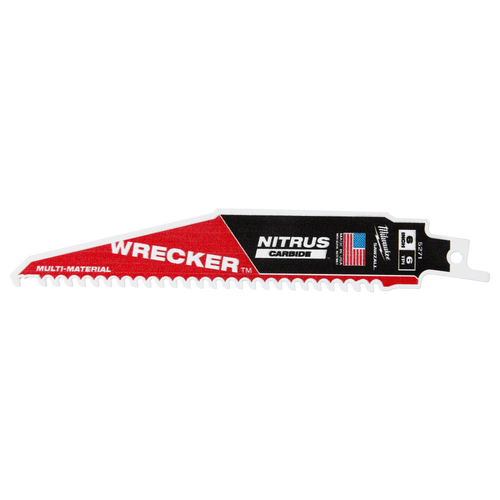 Milwaukee 48-00-5271 6” WRECKER with NITRUS Carbide SAWZALL Blade for Multi-Material (Pack of 5)