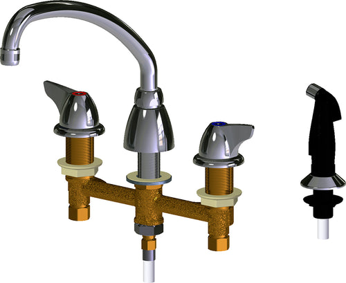 Chicago Faucets 200-AE35-1000ABCP Lead-Free Deck-mounted manual faucet with 8" centers