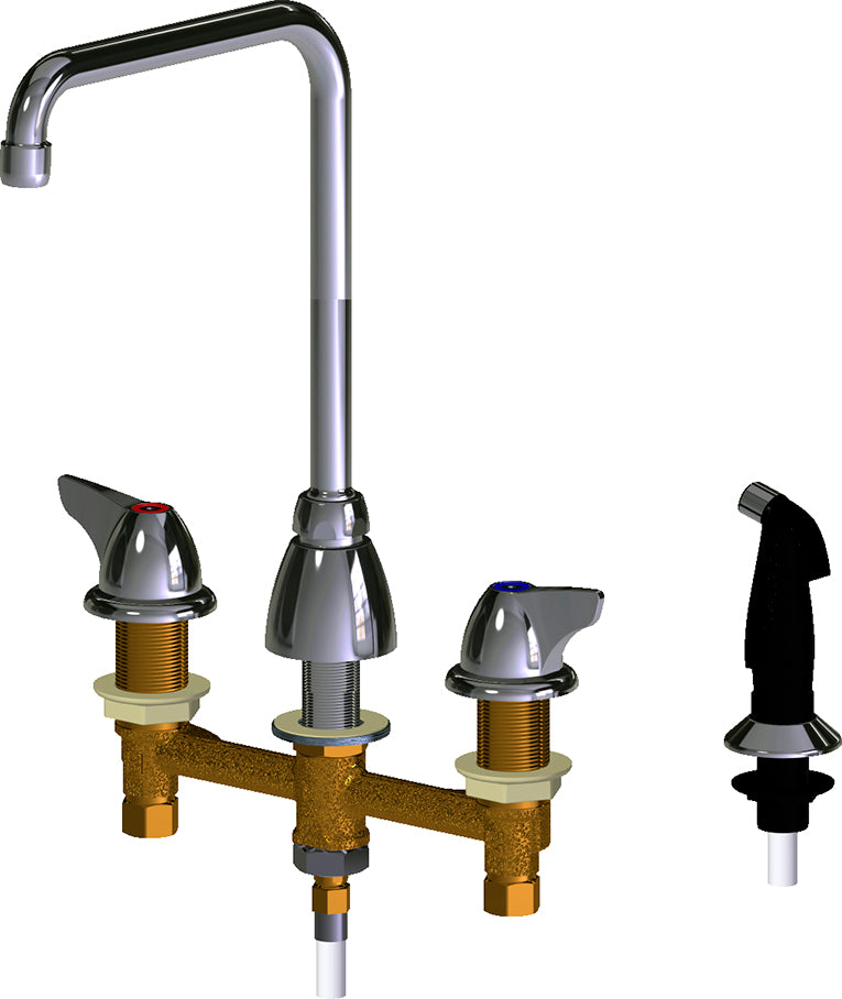 Chicago Faucets 200-AHA8-1000XKAB Lead-Free Deck-mounted manual faucet with 8" centers
