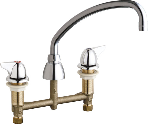 Chicago Faucets 201-A1000ABCP Lead-Free Deck-mounted manual faucet with 8" centers, Brass, NPSM