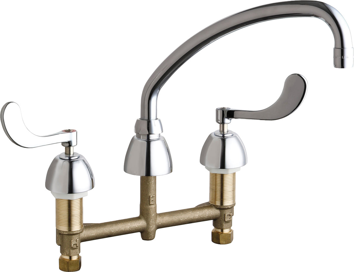 Chicago Faucets 201-A317VPAABCP Lead-Free Deck-mounted manual faucet with 8" centers