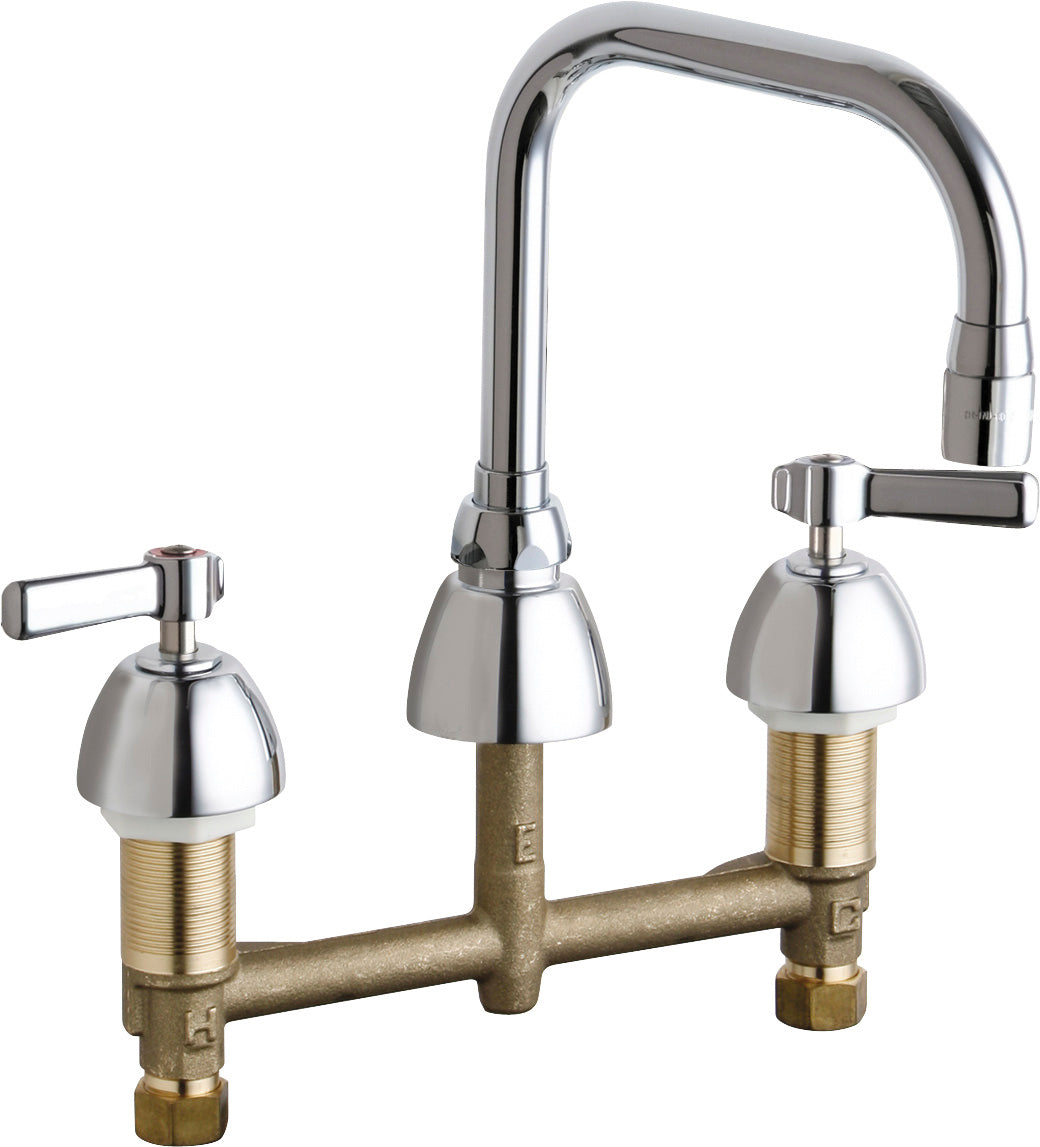 Chicago Faucets 201-ADB6AE3ABCP Lead-Free Deck-mounted manual faucet with 8" centers