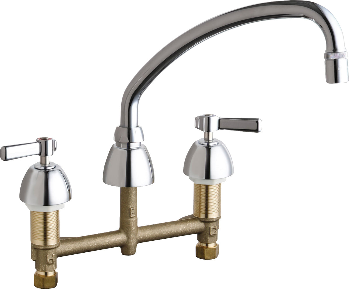 Chicago Faucets 201-AE29XKABCP Lead-Free Deck-mounted manual faucet with 8" centers