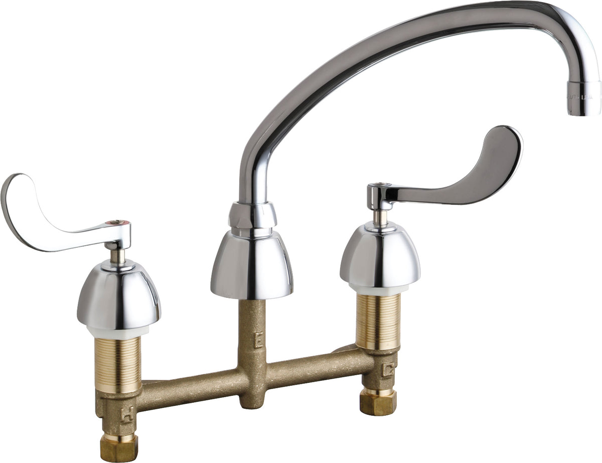 Chicago Faucets 201-AE35-317XKABCP Lead-Free Deck-mounted manual faucet with 8" centers