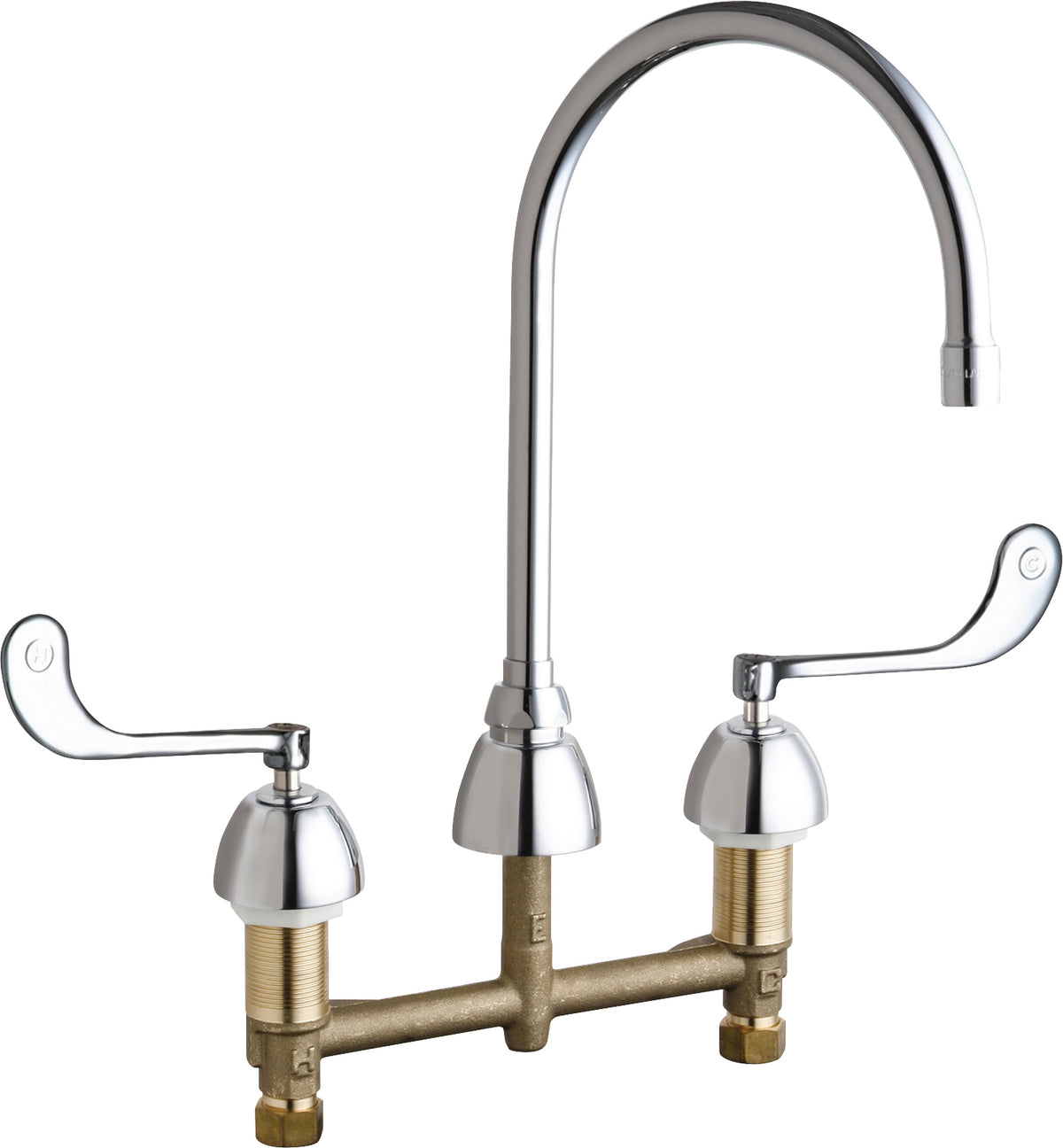 Chicago Faucets 201-AGN8AE35-319AB Lead-Free Deck-mounted manual faucet with 8" centers