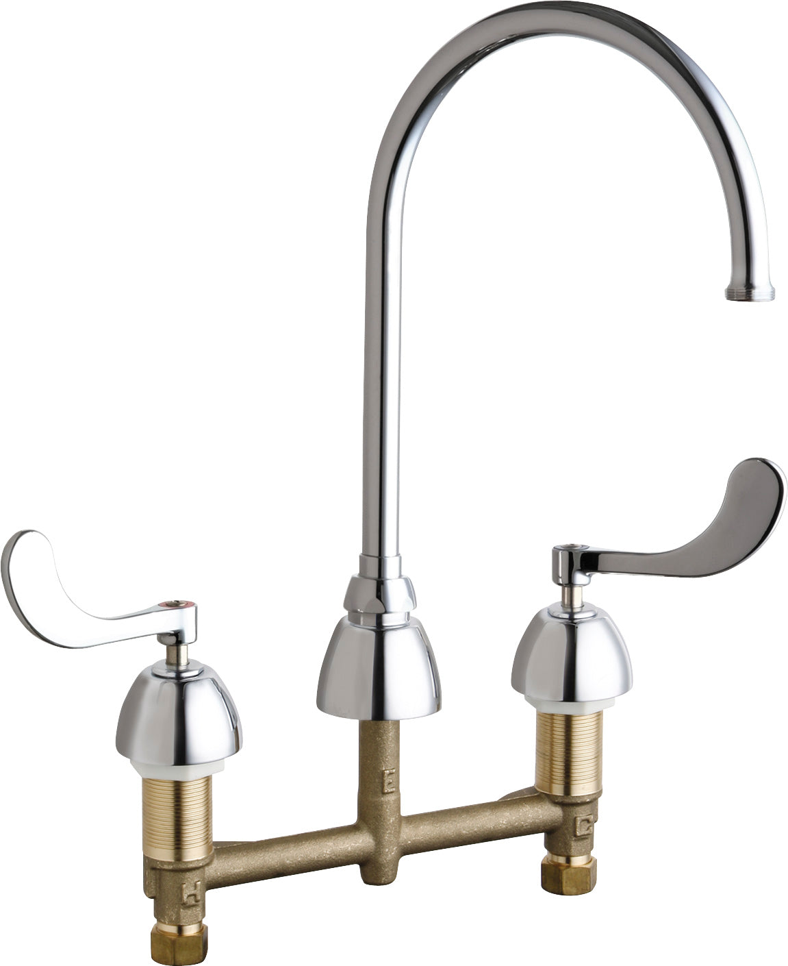 Chicago Faucets 201-AGN8AFC317ABCP Lead-Free Deck-mounted manual faucet with 8" centers