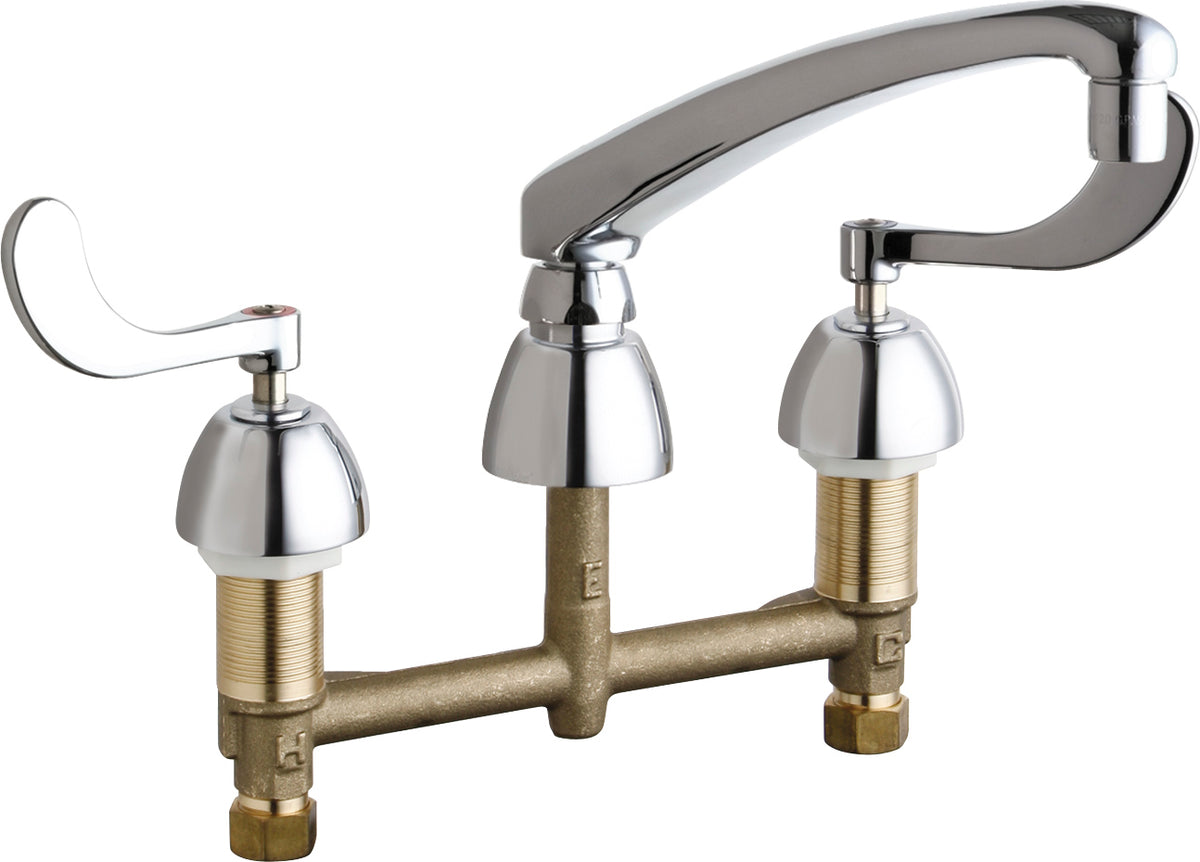 Chicago Faucets 201-AL8-317ABCP Lead-Free Deck-mounted manual faucet with 8" centers