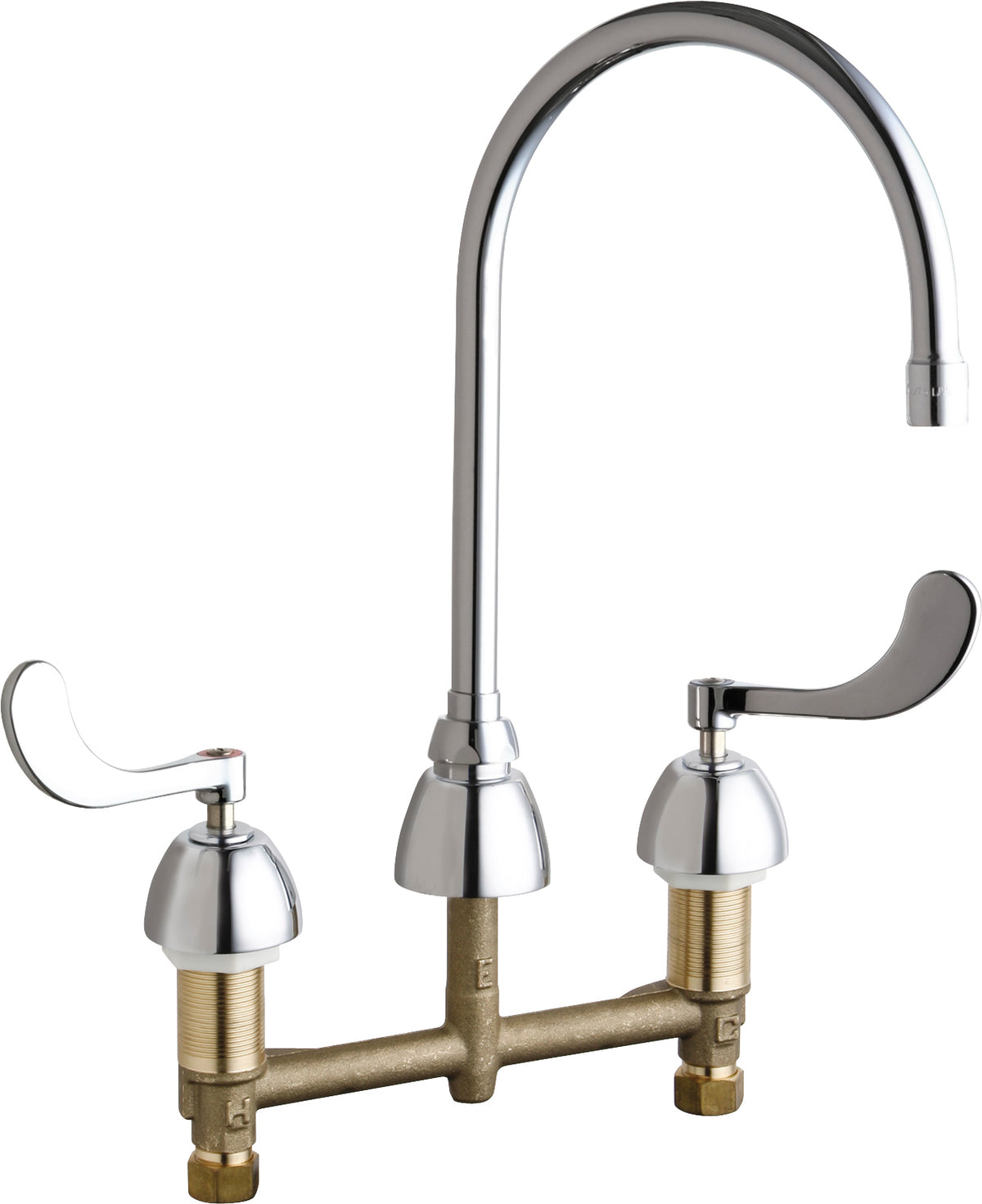 Chicago Faucets 201-G8AE35-317XKAB Lead-Free Deck-mounted manual faucet with 8" centers