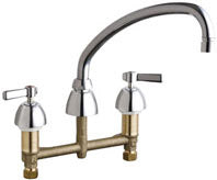Chicago Faucets 201-RSL9E3VPABCP Lead-Free Deck-mounted manual faucet with 8" centers, Brass