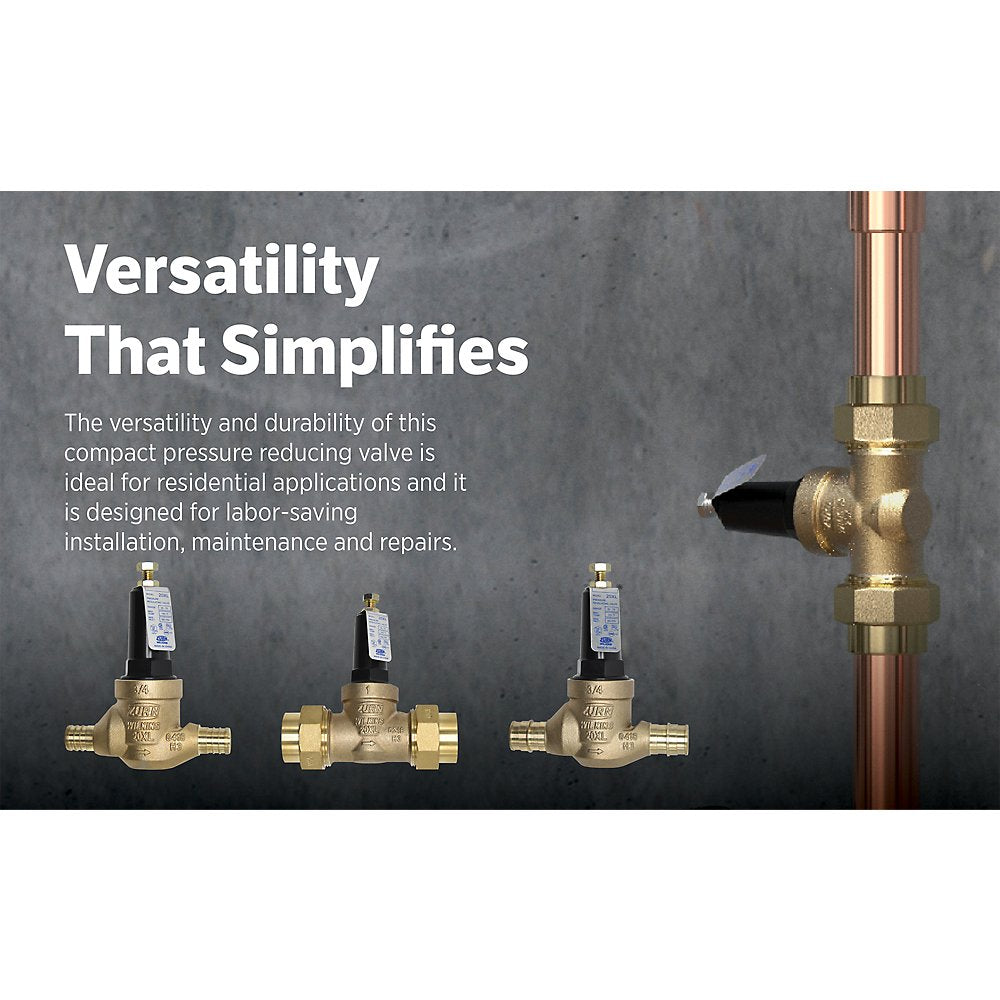 Zurn 34-20XLC 3/4" Lead-Free Water Pressure Reducing Valve with Integral Strainer with Integral PEX Connections (Optional)