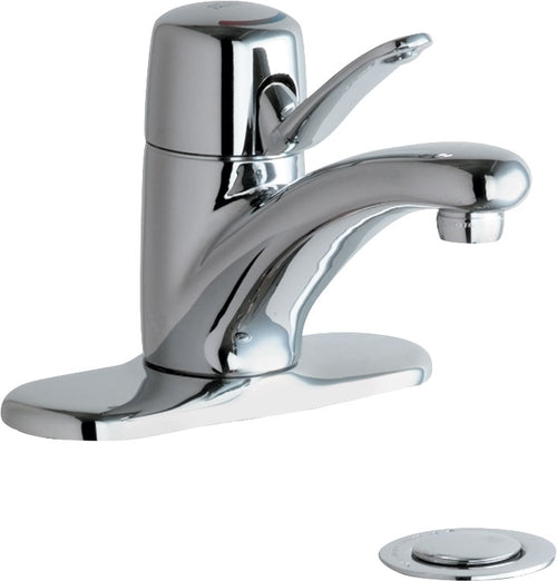 Chicago Faucets 2201-4E37ABCP Lead-Free Deck-mounted manual faucet, 4" centers, with pop-up drain