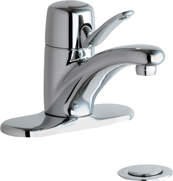 Chicago Faucets 2201-4E74ABCP Lead-Free Deck-mounted manual faucet, 4" centers, with pop-up drain