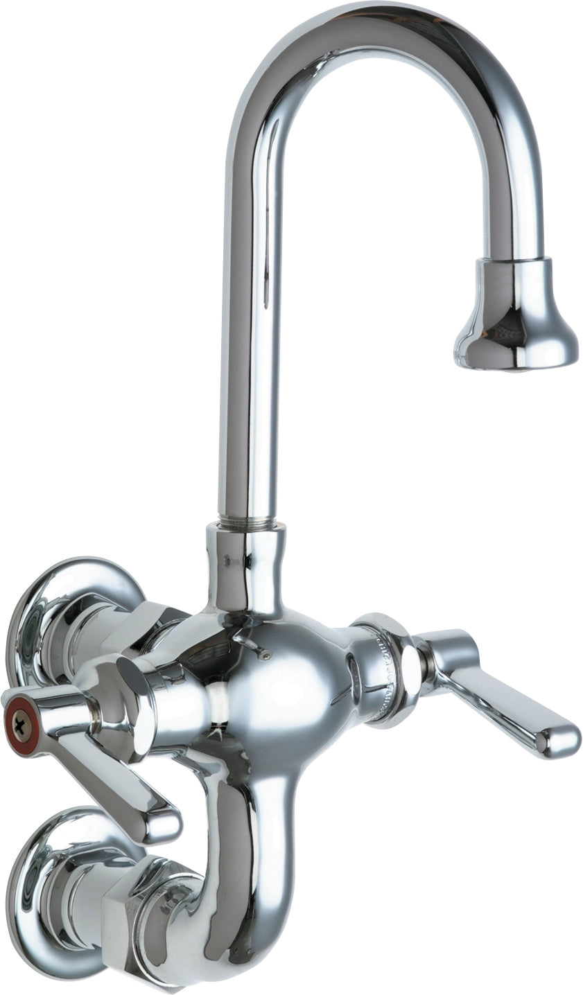 Chicago Faucets 225-261ABCP Lead-Free Wall-mounted manual faucet with 3" vertical centers