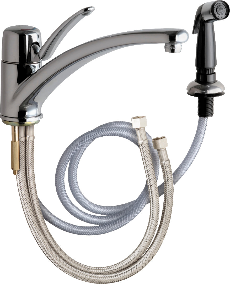 Chicago Faucets 2301-ABCP Lead-Free Deck-mounted manual faucet, single-hole mounting, with side spray