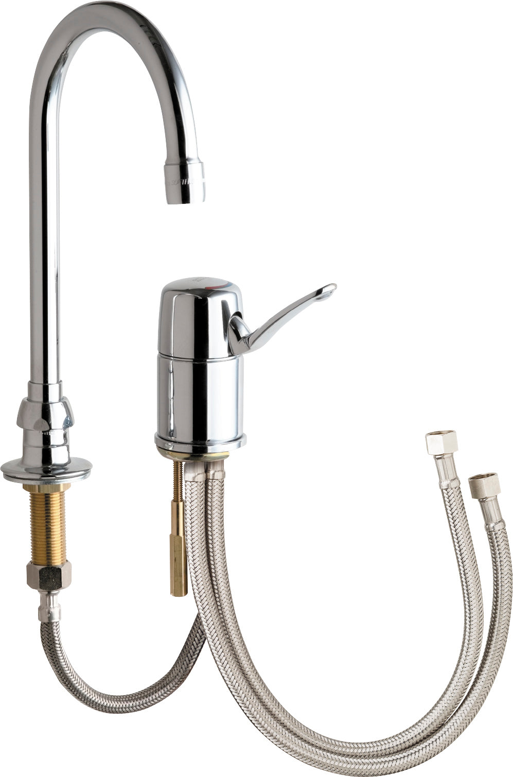Chicago Faucets 2302-E35ABCP Lead-Free Deck-mounted manual faucet, two-hole mounting