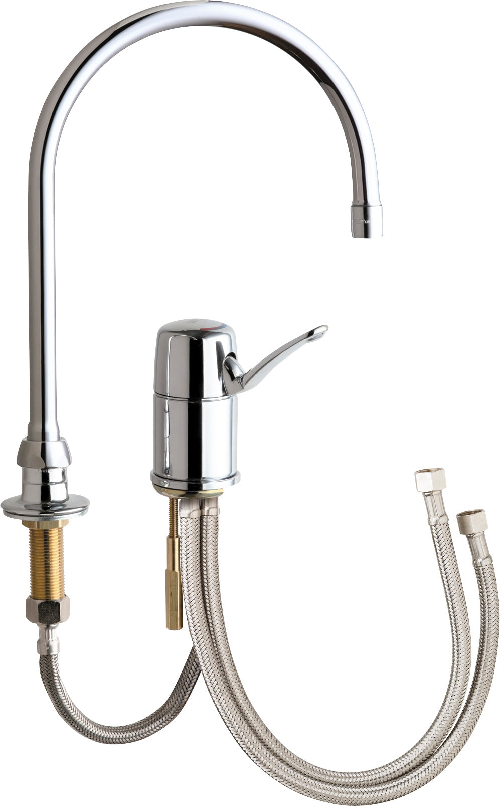 Chicago Faucets 2302-GN8AE3ABCP Lead-Free Deck-mounted manual faucet, two-hole mounting