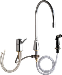 Chicago Faucets 2304-GN10AE3SWGAB Lead-Free Deck-mounted manual faucet, three-hole mounting