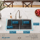 Elkay Quartz Classic 33" x 19" x 10" Double Bowl Undermount Sink with Aqua Divide Graphite ELGDULB3322GT0
